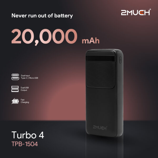 2MUCH POWER BANK TURBO 4 (22.5W) QC PD TPB-1504 - Image 3
